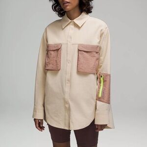 Lululemon Grid Fleece Hiking Overshirt Prosecco Pink Clay Women’s Size 16